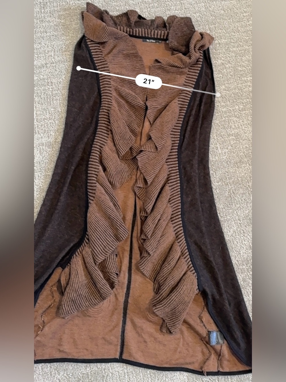 NIC+ZOE Ruffled Knit Duster Vest small - Picture 5 of 8